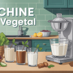 Machine à lait végétal moderne et ingrédients en cuisine