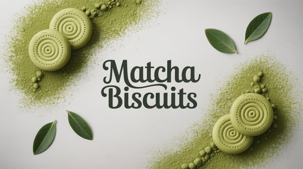 Biscuits matcha artistiques sur poudre de matcha