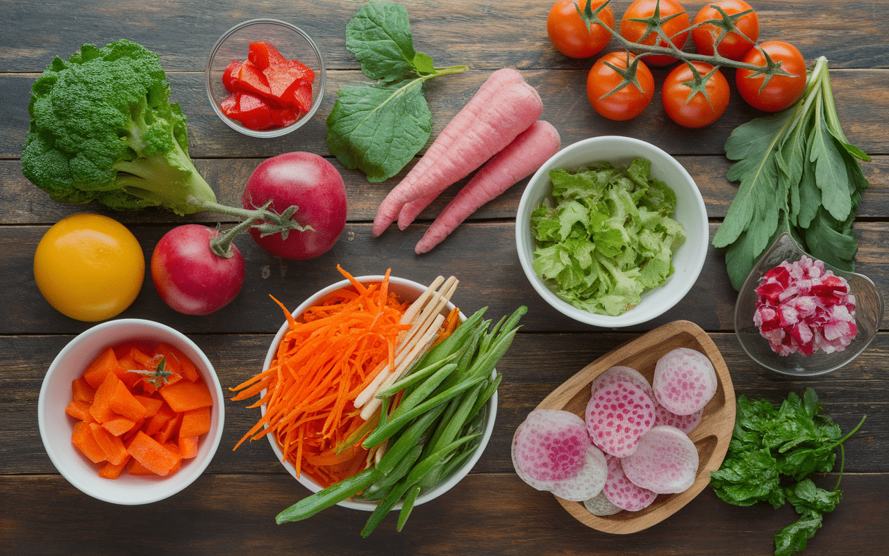 Pierrade accompagnement crudités frais variés