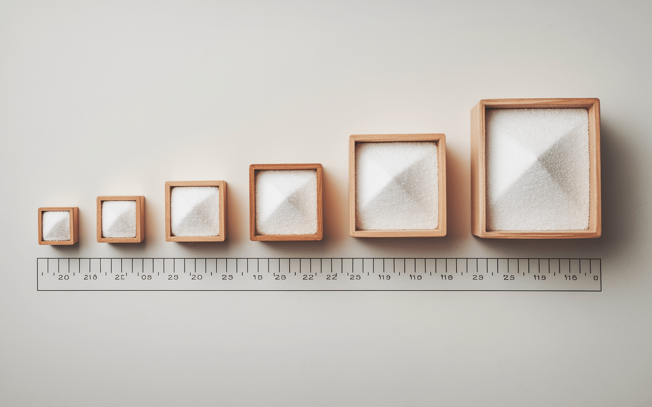 poid carre sucre comparatif tailles