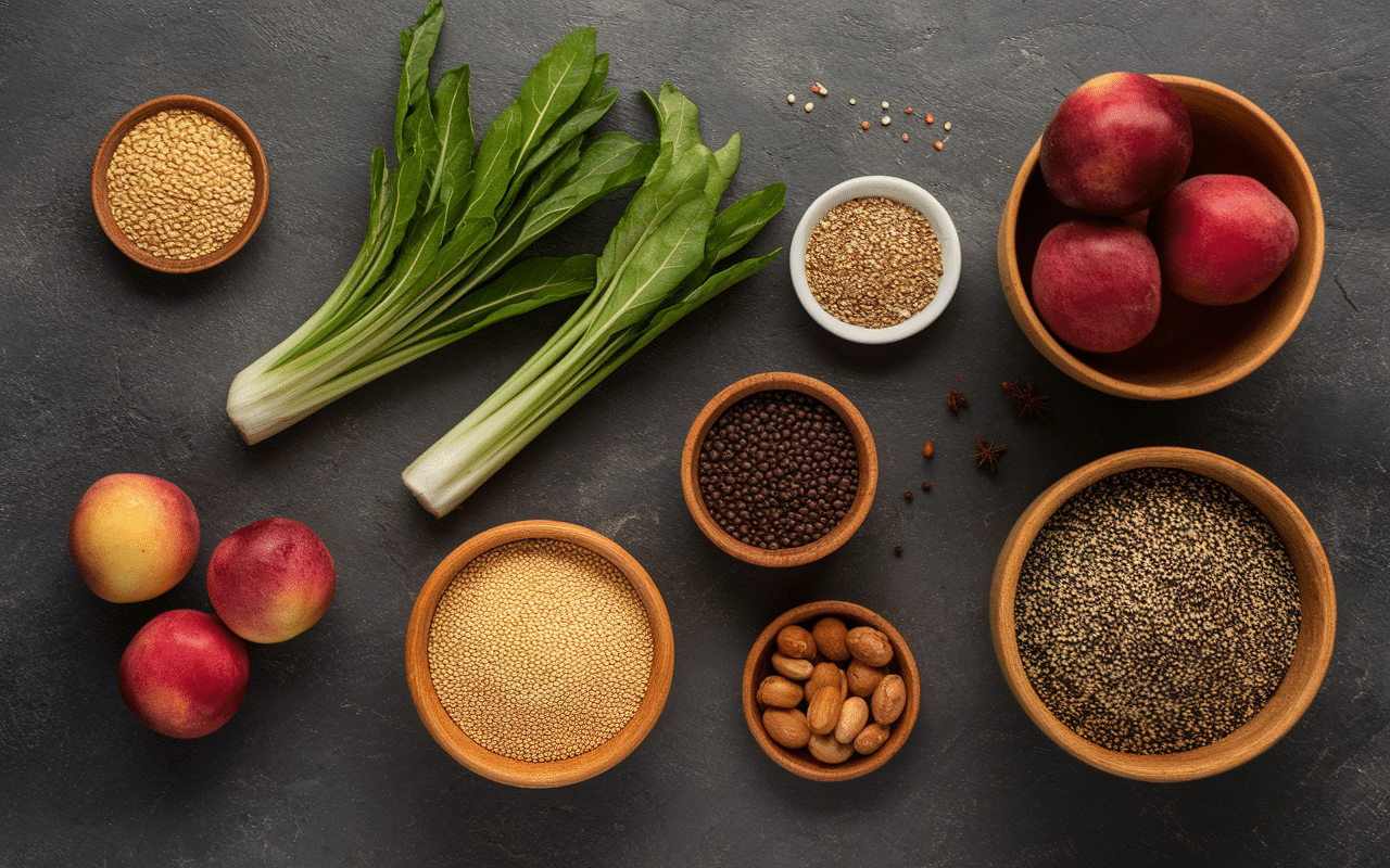 Ingrédients principaux recette bas IG vue du dessus