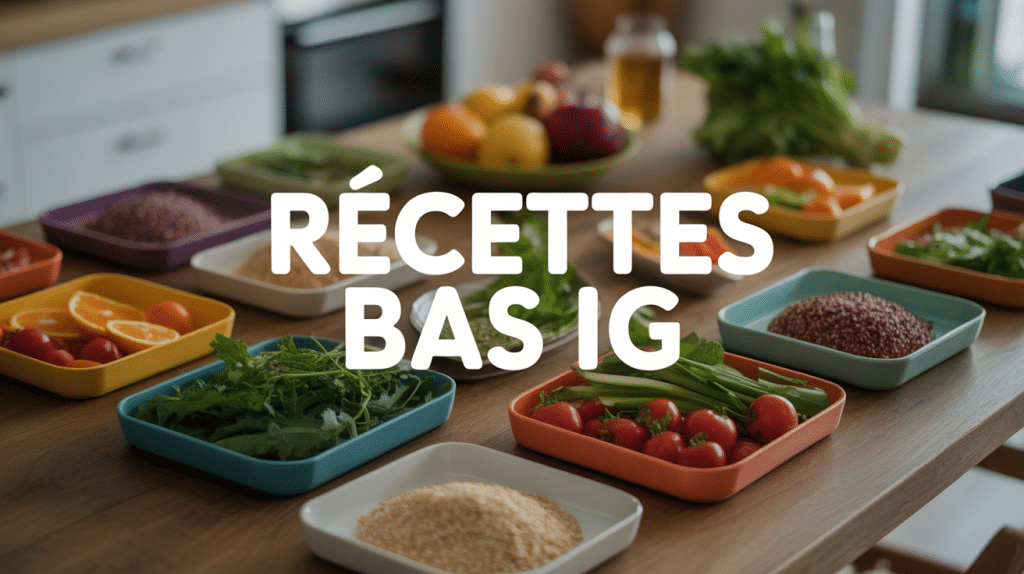Table dressée recette bas IG légumes quinoa lentilles fruits