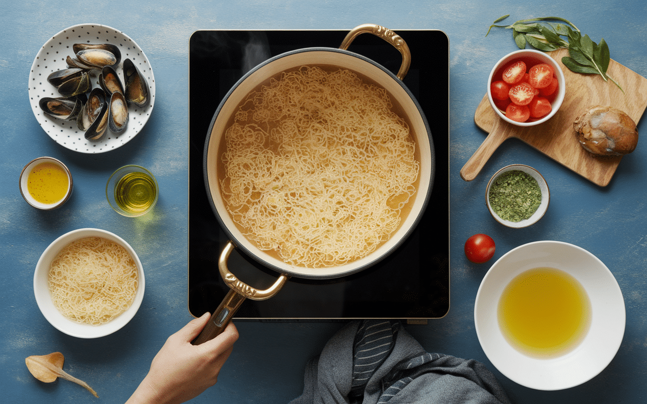 Etapes cuisine fideua catalane traditionnelle