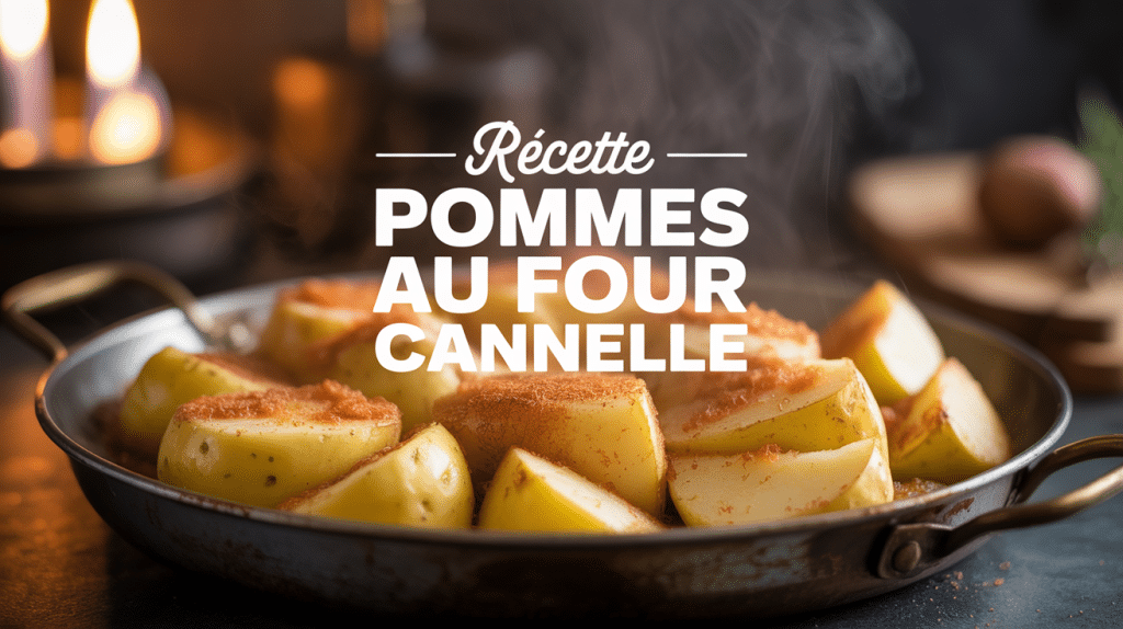Pommes au four cannelle dorées dessert sur plat rustique
