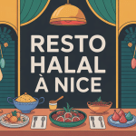 Illustration resto halal Nice avec plats orientaux