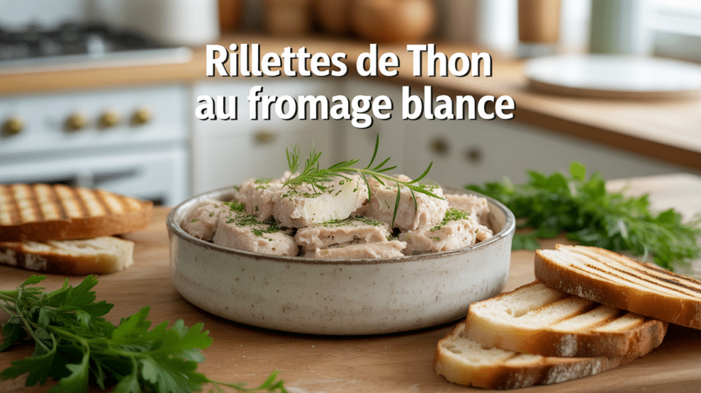 Bol de rillettes de thon fromage blanc avec pain et herbes