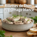 Bol de rillettes de thon fromage blanc avec pain et herbes