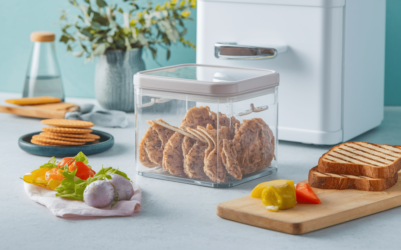 Rillettes de thon fromage blanc en boîte, toasts et légumes