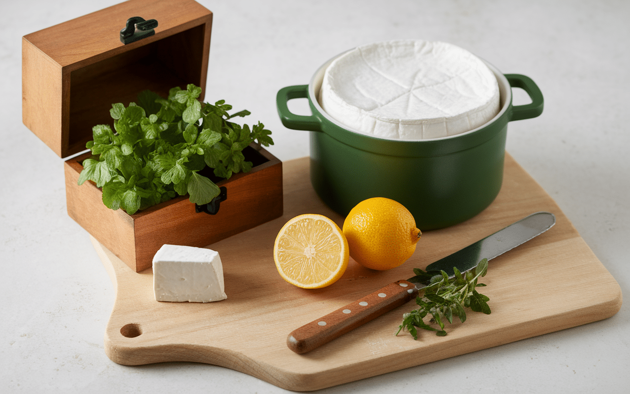 Ingrédients rillettes de thon fromage blanc sur plan de travail