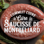 saucisse de montbeliard cuisson traditionnelle planche bois