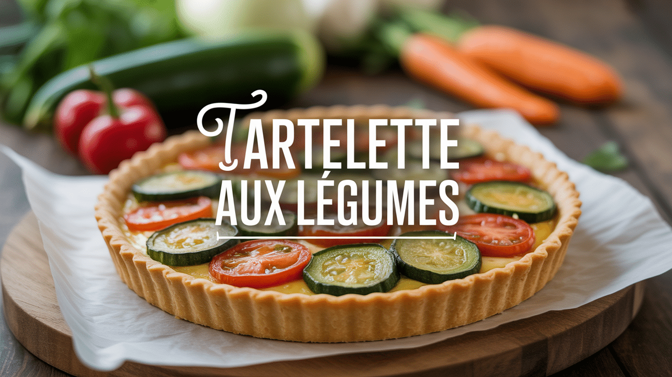 Tartelette légumes colorée sur fond de légumes frais