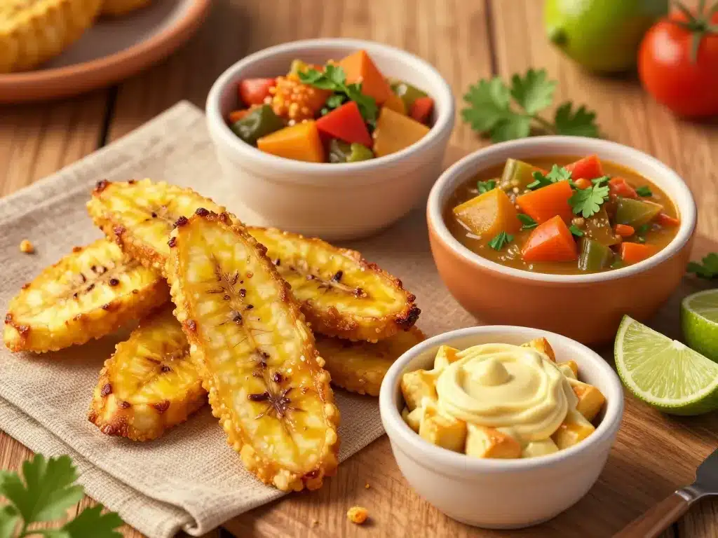 Assortiment antillais accompagnement accras de morue plantain colombo