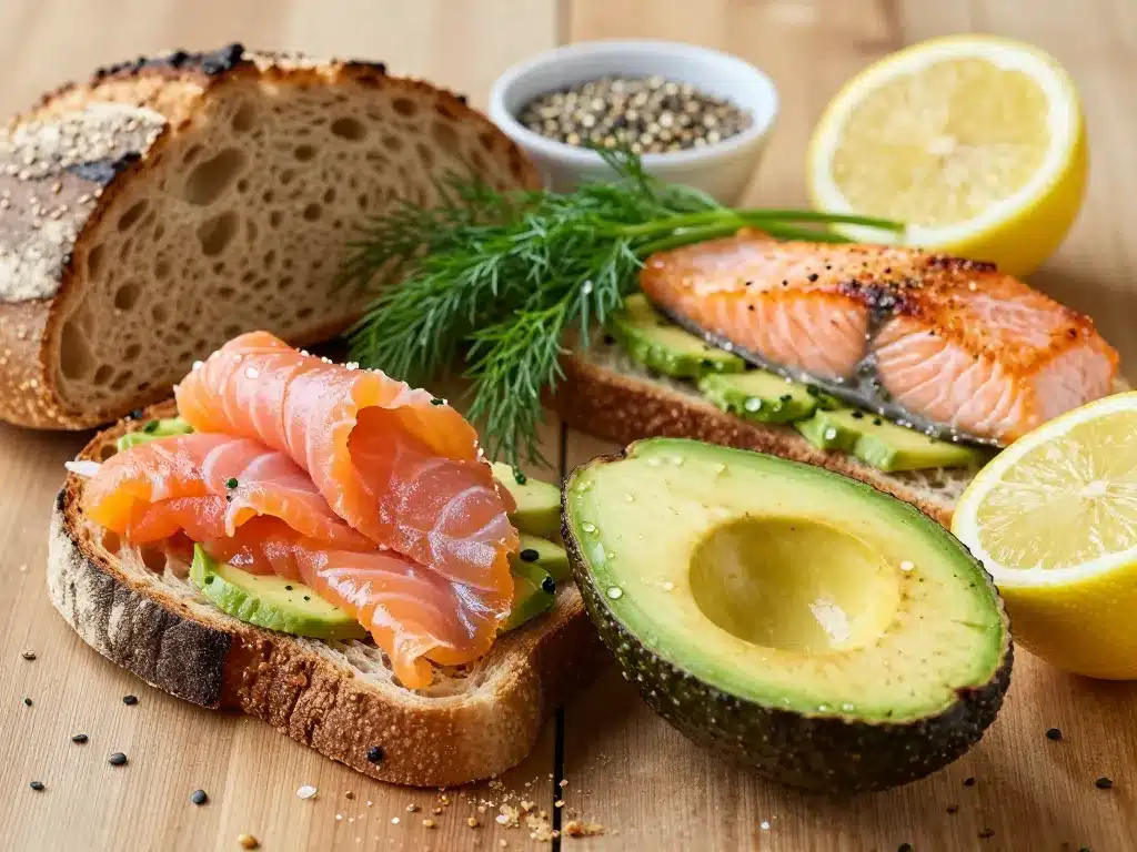 avocado toast saumon ingrédients rapprochés