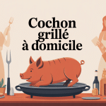 Illustration conviviale cochon grillé à domicile prix