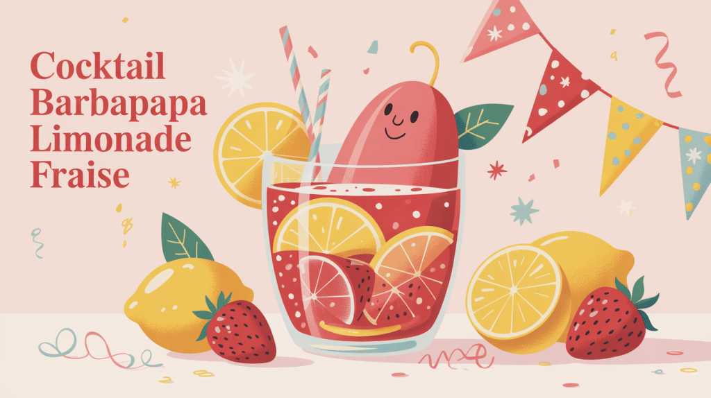 cocktail barbapapa limonade fraise coupe festive