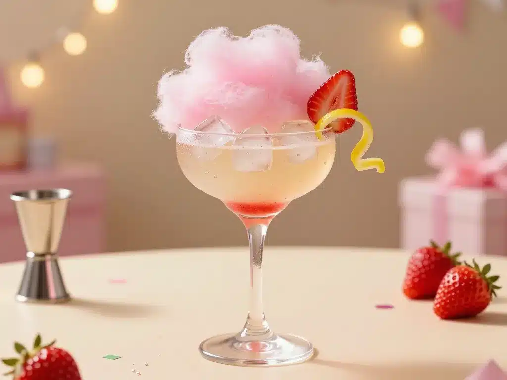 verre cocktail barbapapa limonade fraise prêt à servir