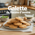 galette de flocons d avoine empilées et bols d'ingrédients