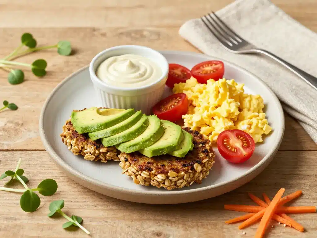 galette flocon d'avoine salée avocat et oeuf