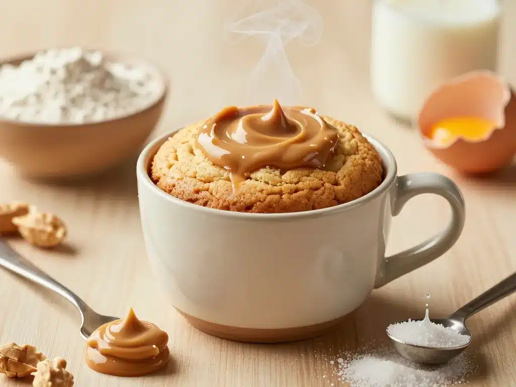 mug cake beurre de cacahuete cuit au micro-ondes