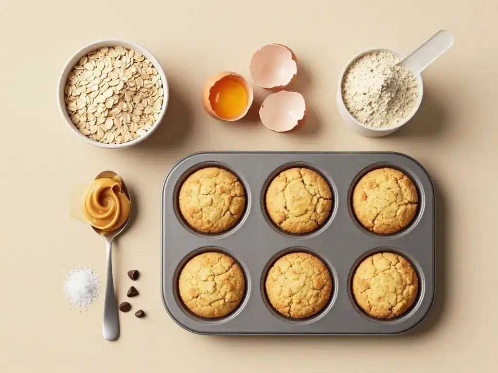 recette cookies proteiné, ingrédients et cookies au four