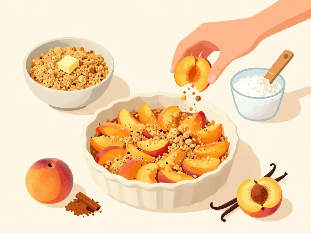 recette crumble a la peche preparation et pate sablee