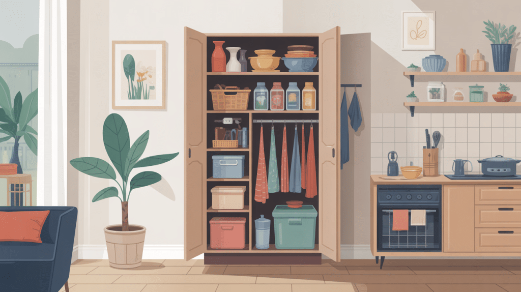 armoire à balai gifi stylisée et bien organisée dans un intérieur moderne