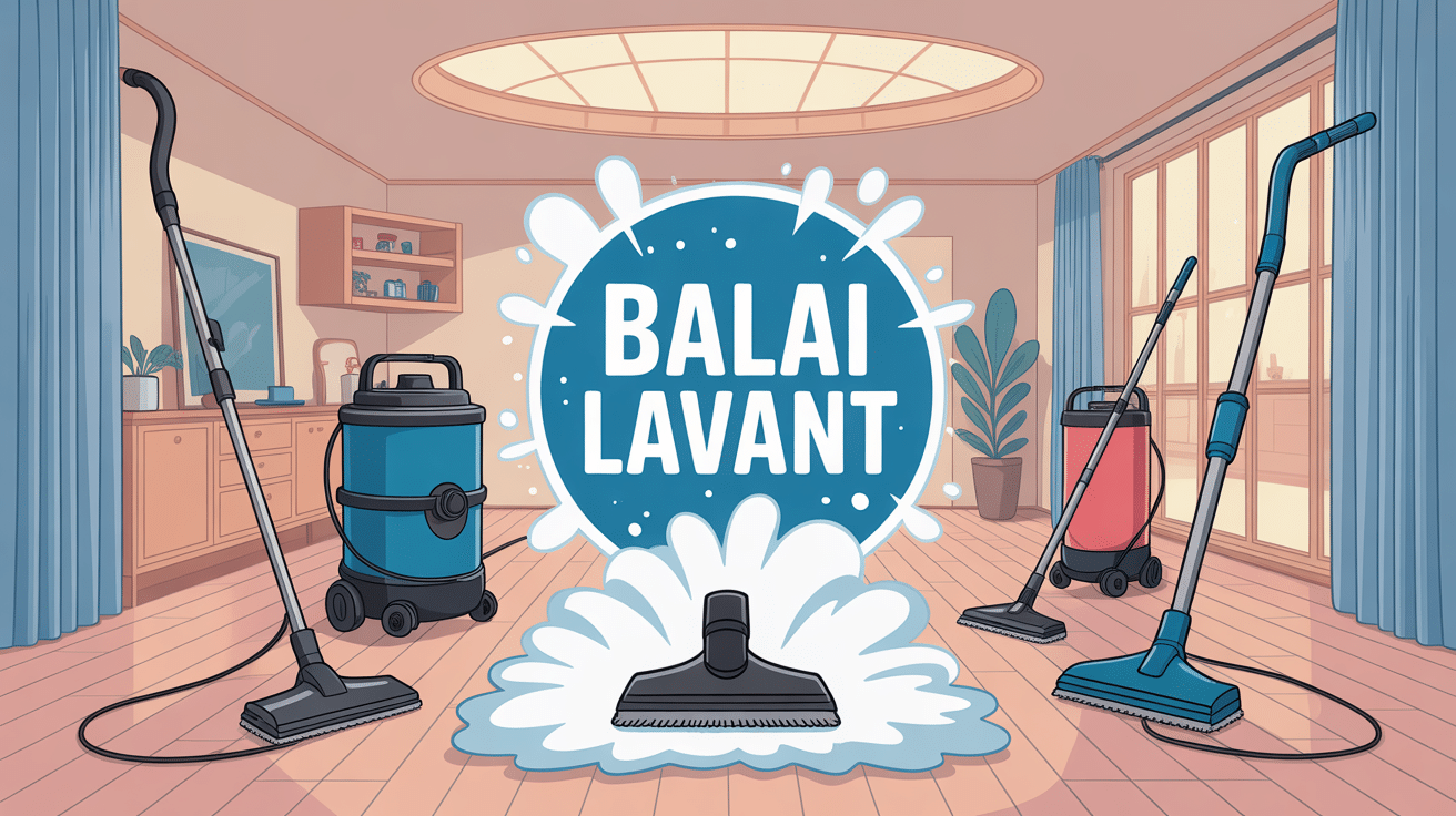illustration balai lavant différents types pour sols