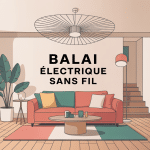 Illustration balais électrique sans fil dans maison moderne