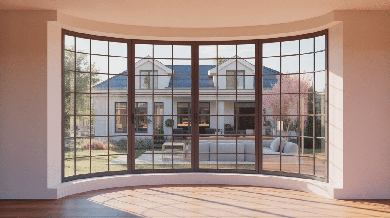 illustration bow windows façade maison moderne