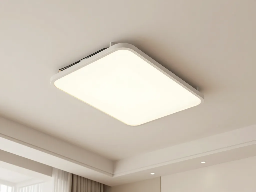 cache pour plafonnier cachant fils et connexions plafond