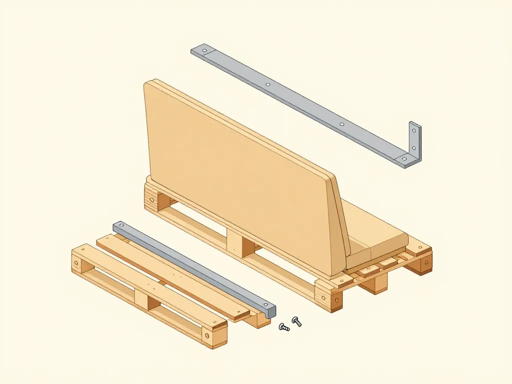 canapé palette dossier incliné schéma fixation sécurisée