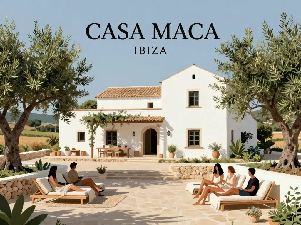 Ambiance bohème chic casa maca Ibiza finca invités détente