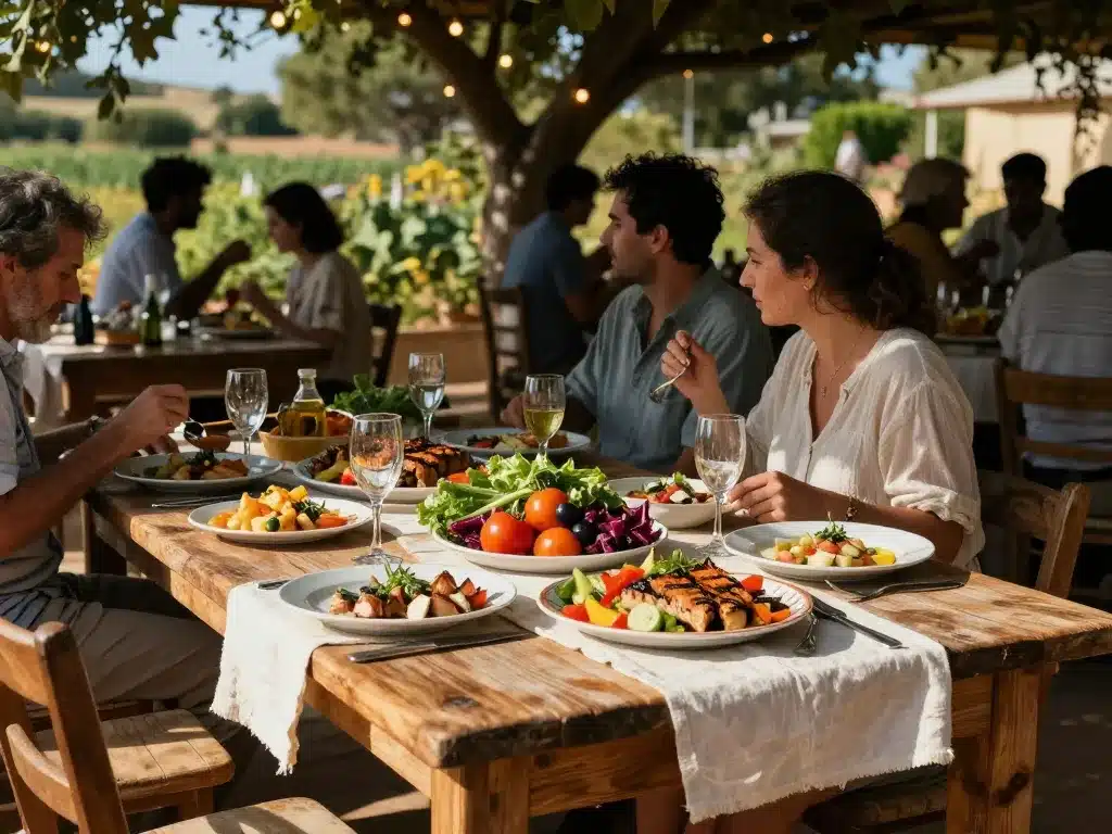 Scène restaurant casa maca Ibiza grillades ambiance festive