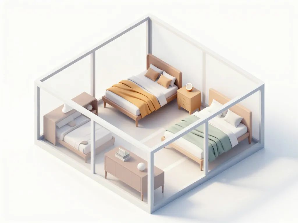 chambre en 3d vue schématique optimisation