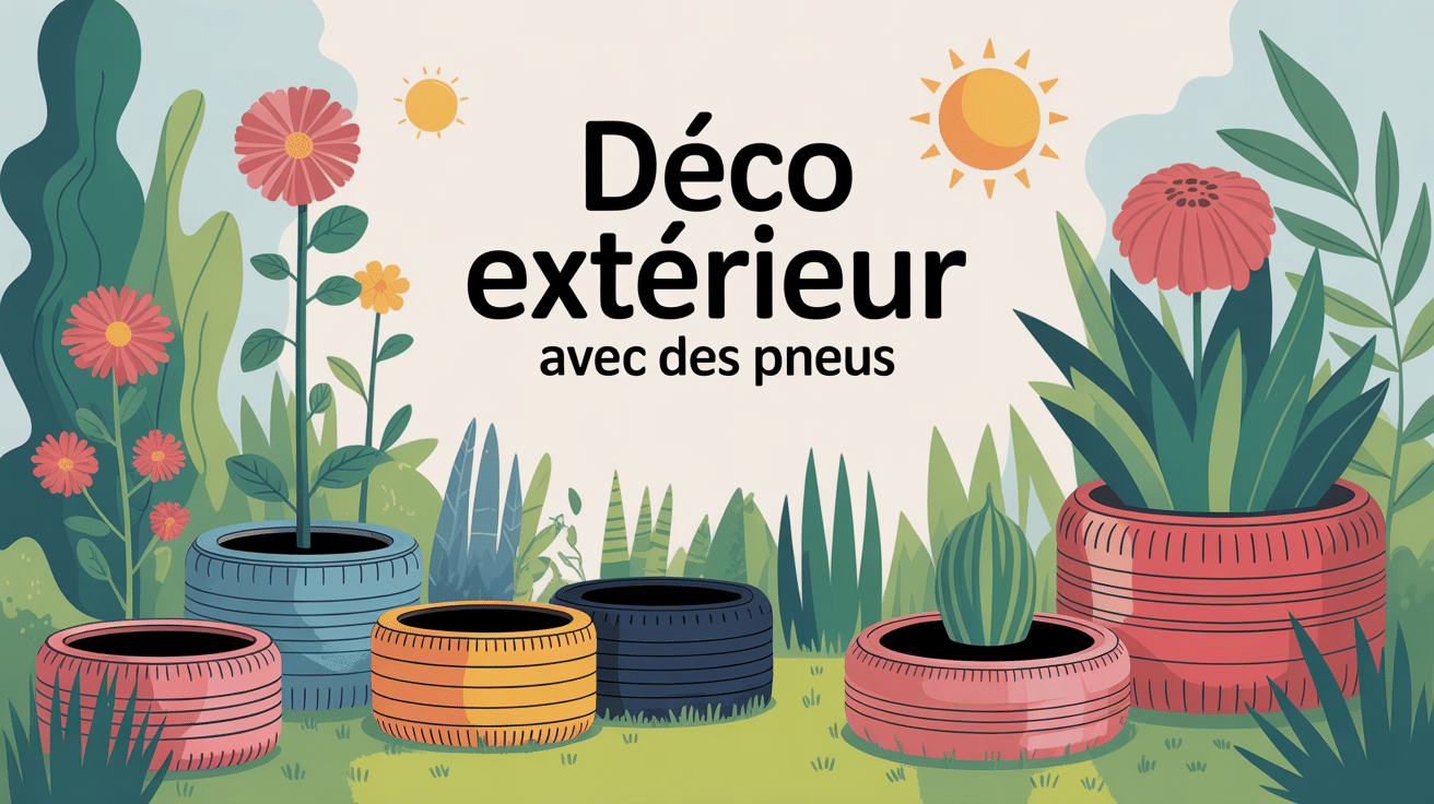 deco exterieur avec des pneus illustration jardin recyclage