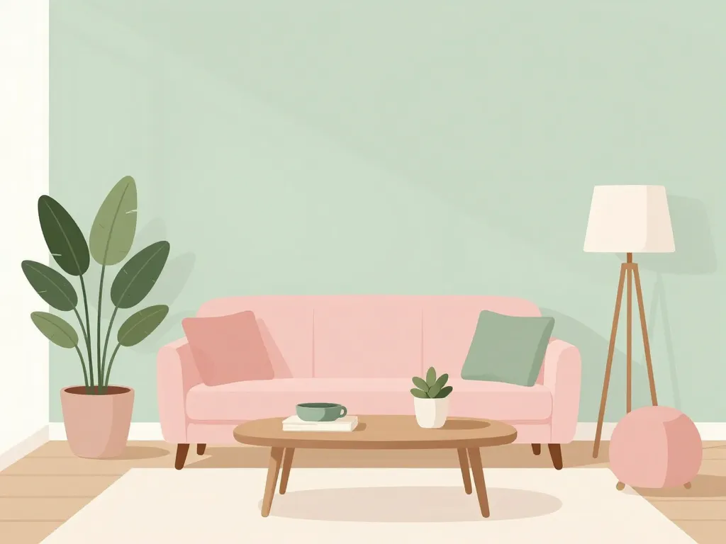 salon décoration intérieure rose et vert élégant