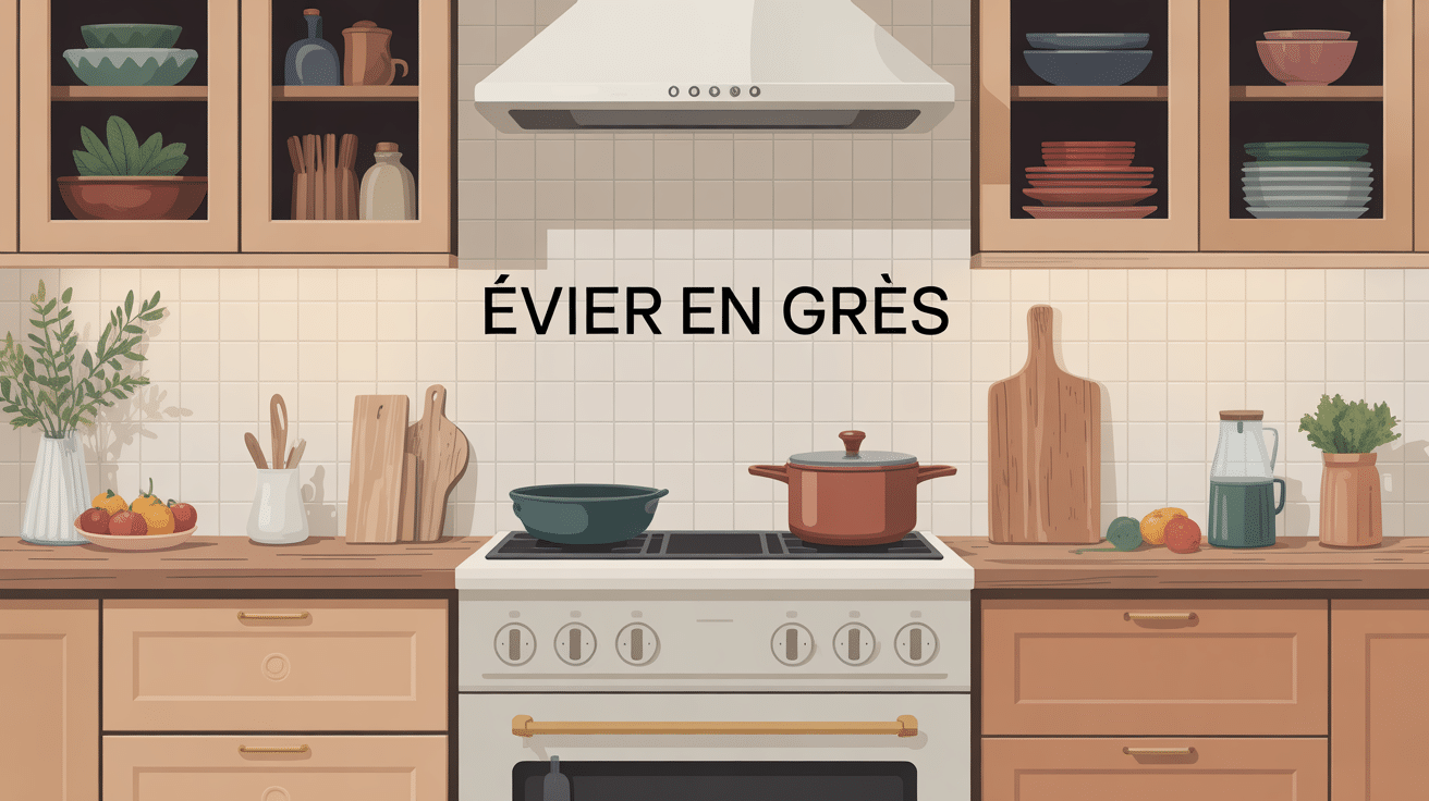 evier en gres stylise sur plan de travail moderne