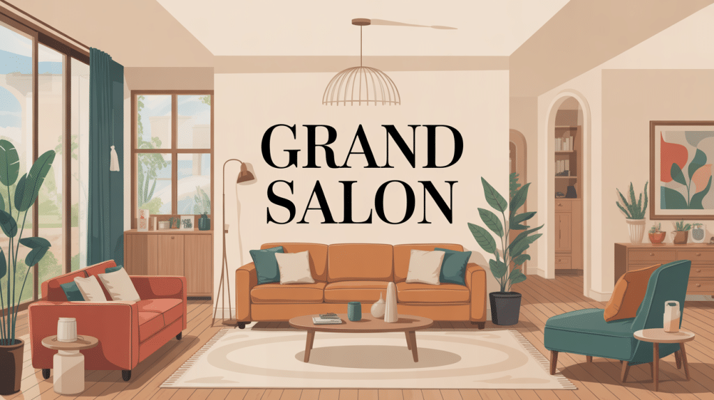 Grand salons ambiance conviviale divisée en zones design