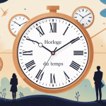 horloge du temps avec plusieurs horloges et silhouettes