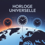 horloge universelle illustration globe monde élégante