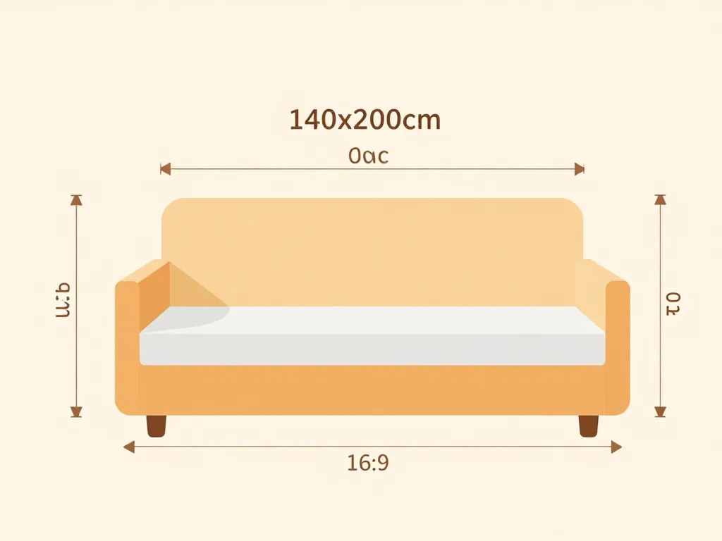 Schéma dimensions housse clic clac 140x200