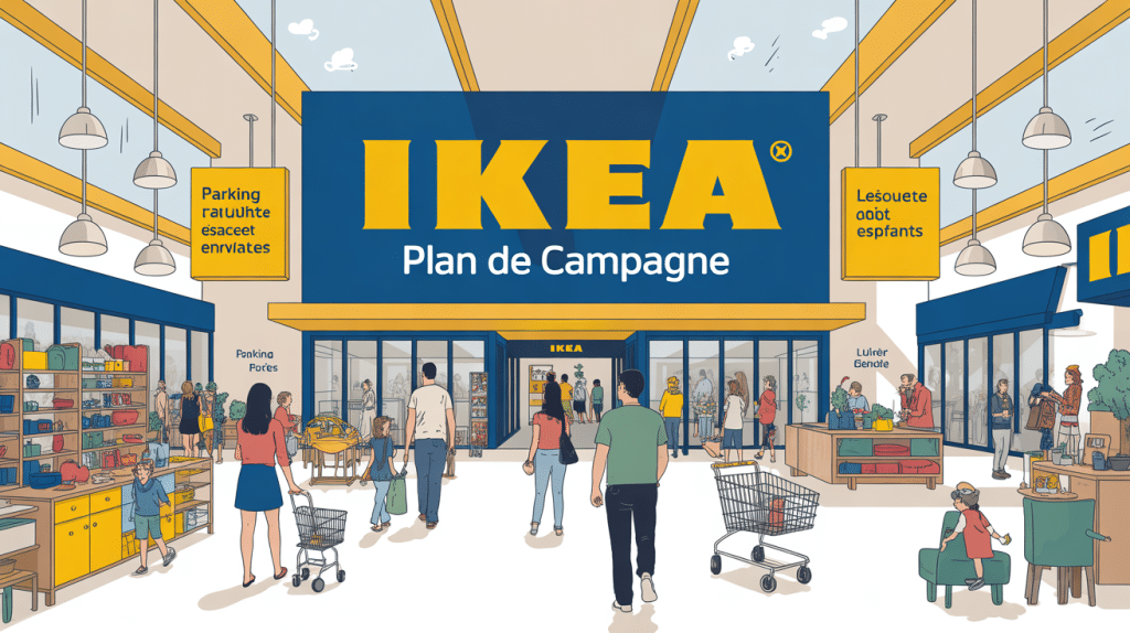 entrée du magasin ikea plan de campagne avec familles, services et ambiance accueillante
