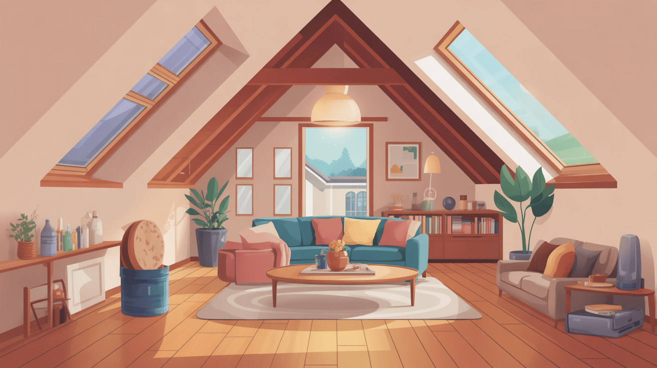 illustration isolation des combles aménageables toiture ouverte moderne