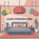 Illustration lustre chambre ado moderne et tendance
