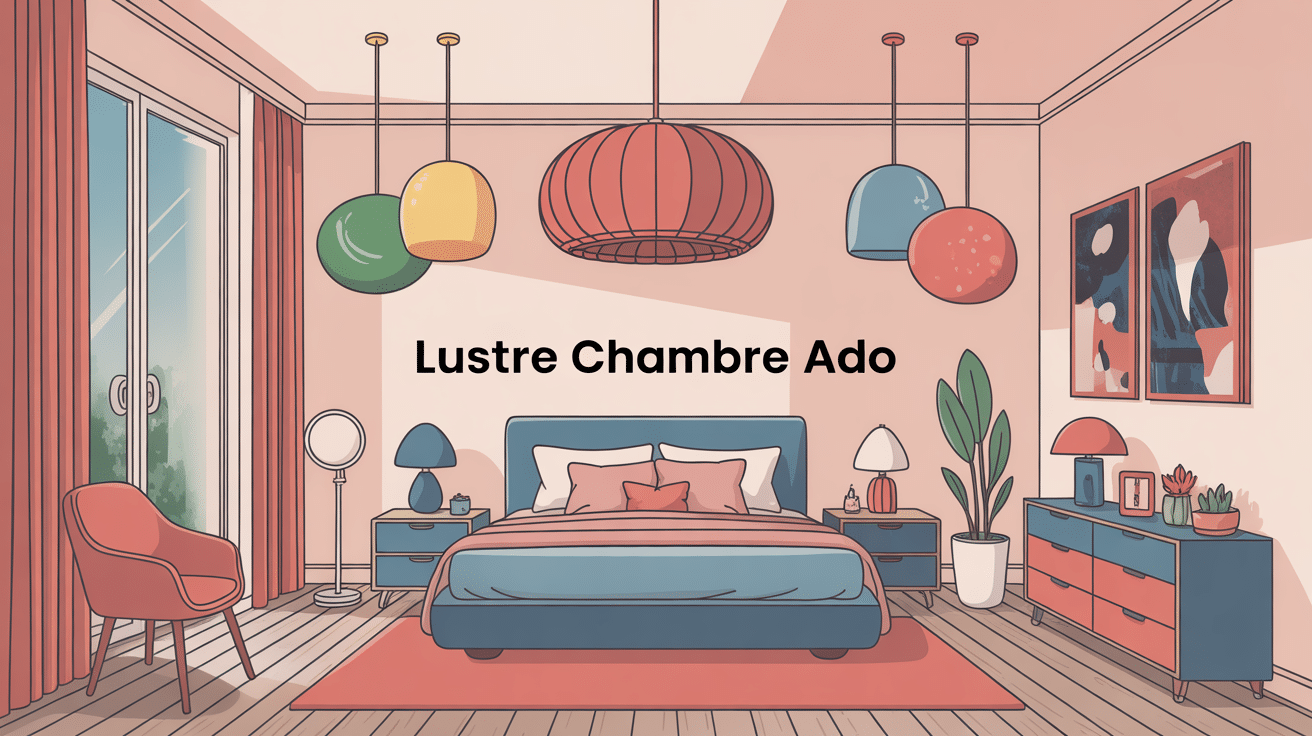 Illustration lustre chambre ado moderne et tendance