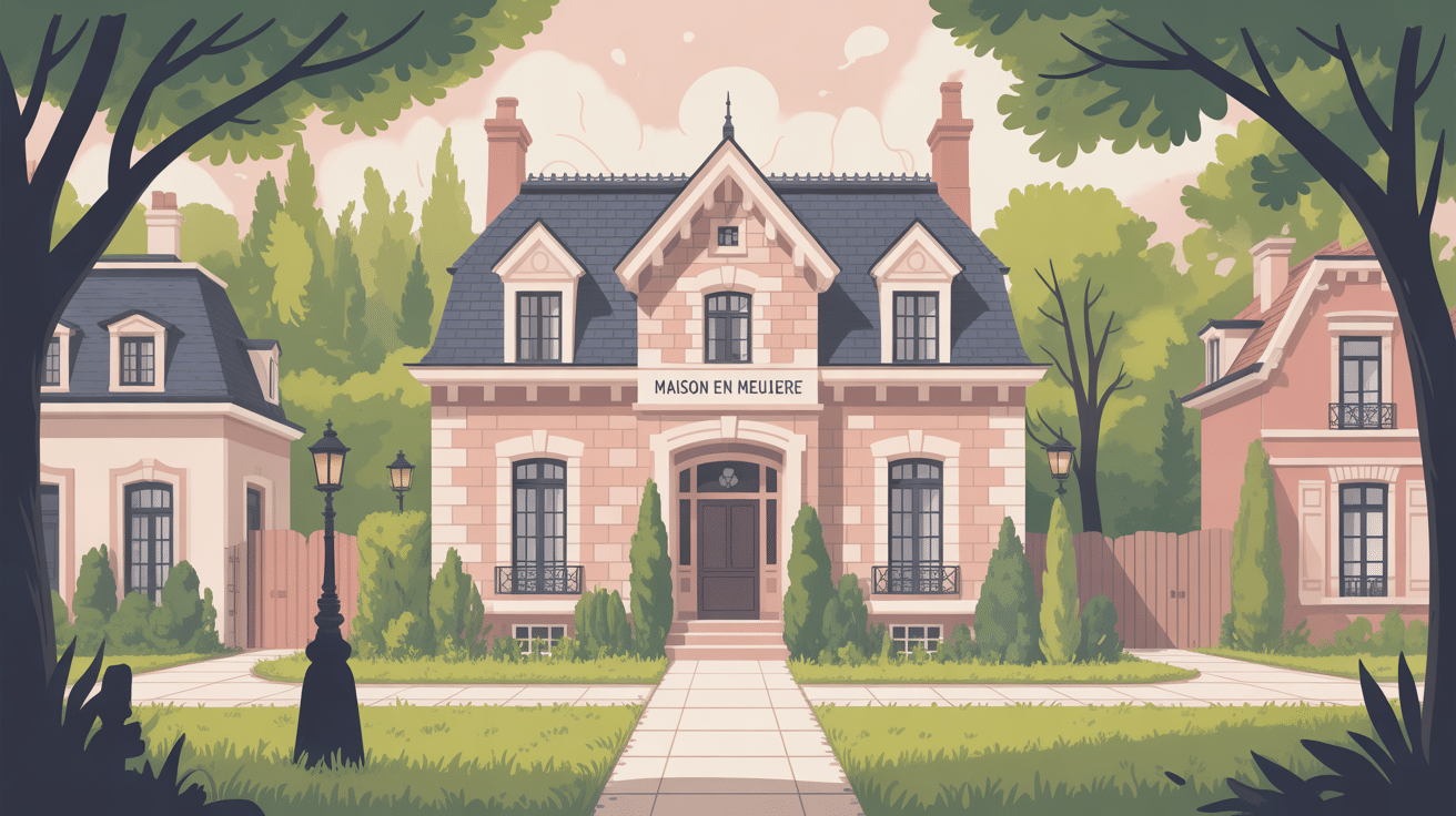 maison en meulière façade pierre style 1900 illustration SEO