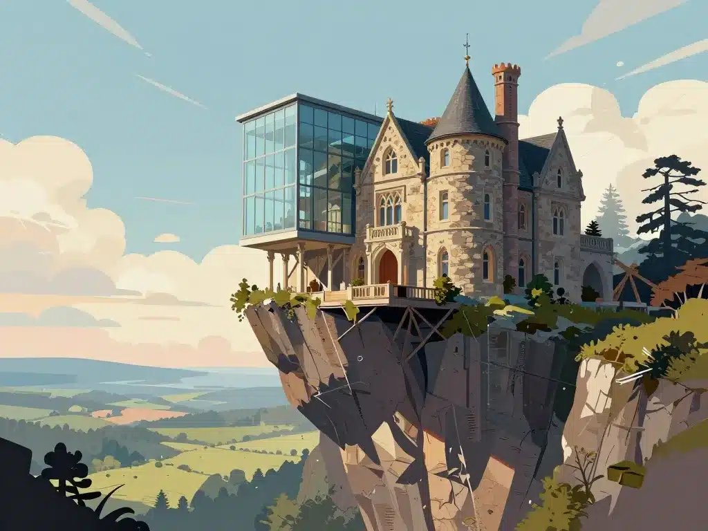 maison suspendue spectaculaire panorama falaise