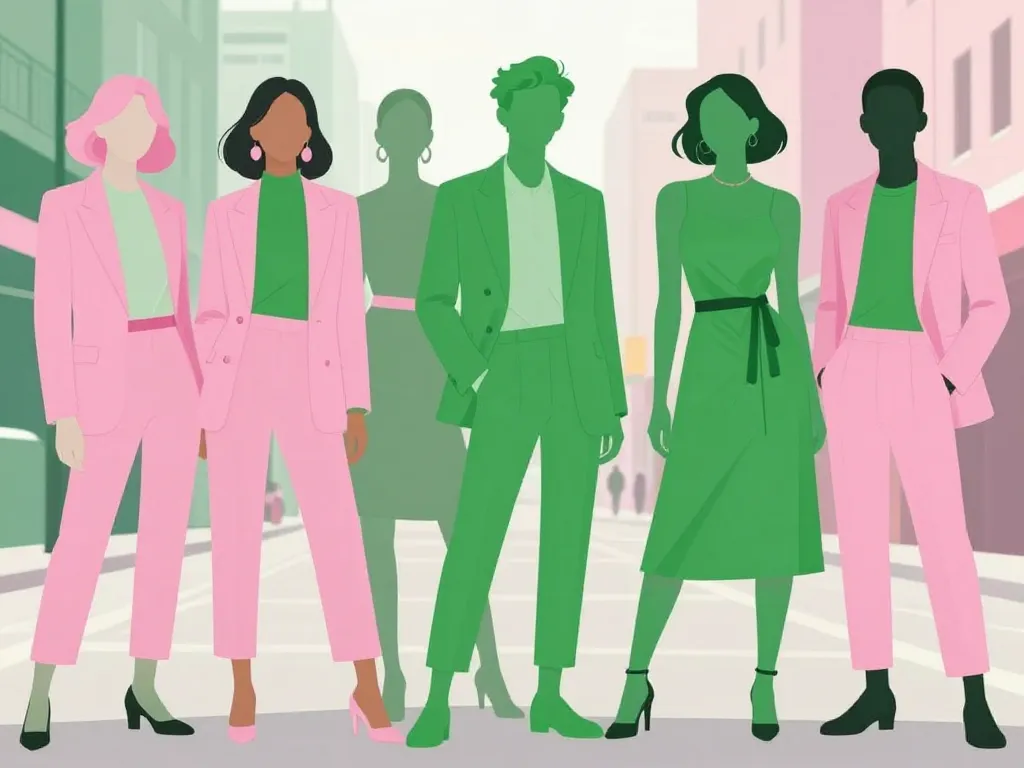 personnes style mode rose et vert urbain