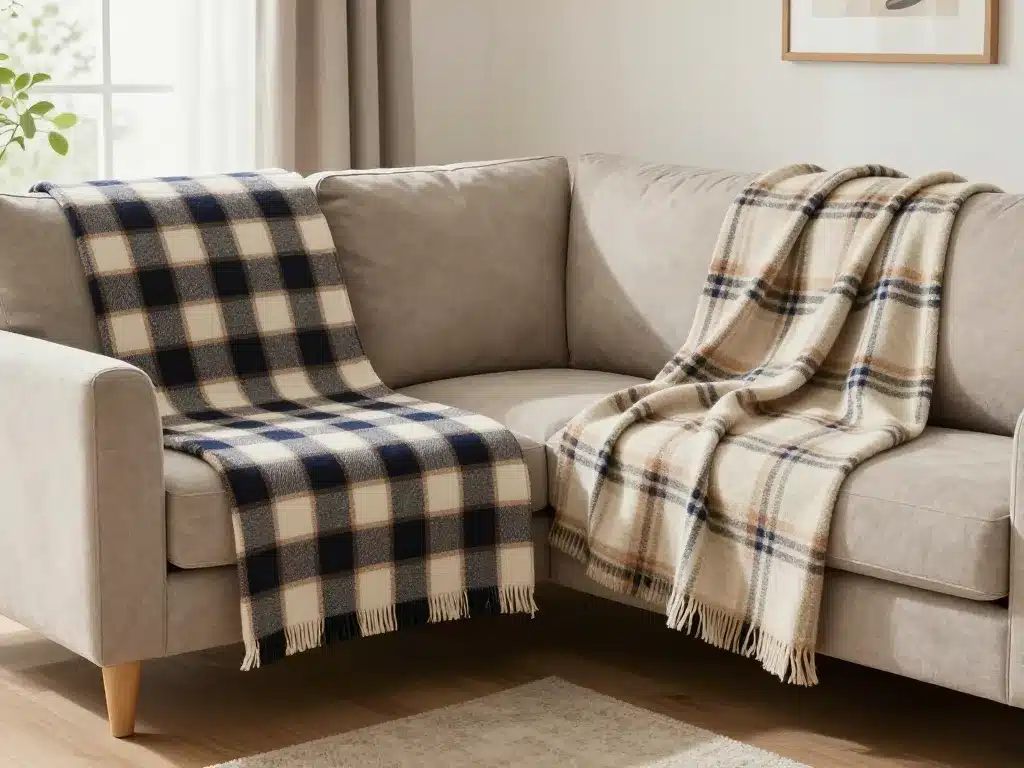 plaid canapé d'angle guide taille matière