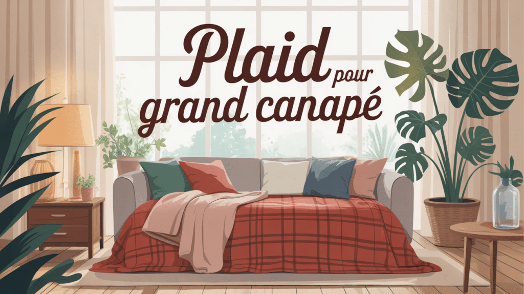 grand canapé moderne avec plaid pour grand canapé dans salon lumineux